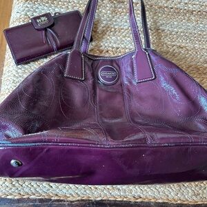 Coach Purple Patent Shoulder Bag and Wallet